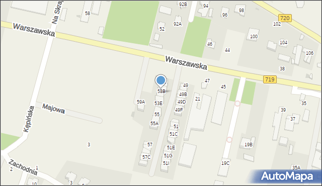 Otrębusy, Warszawska, 53C, mapa Otrębusy