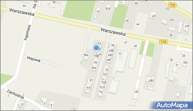Otrębusy, Warszawska, 53E, mapa Otrębusy