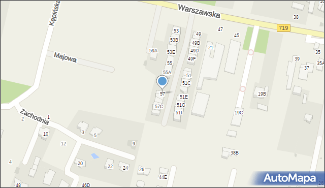 Otrębusy, Warszawska, 57, mapa Otrębusy