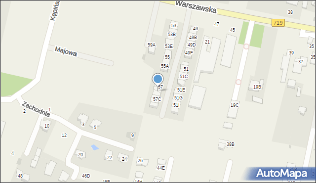 Otrębusy, Warszawska, 57A, mapa Otrębusy