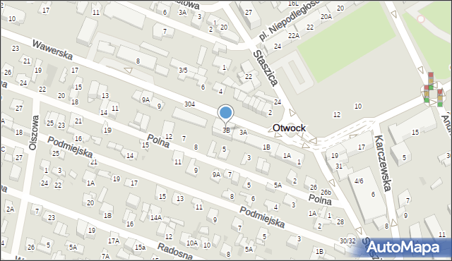 Otwock, Wawerska, 3B, mapa Otwock