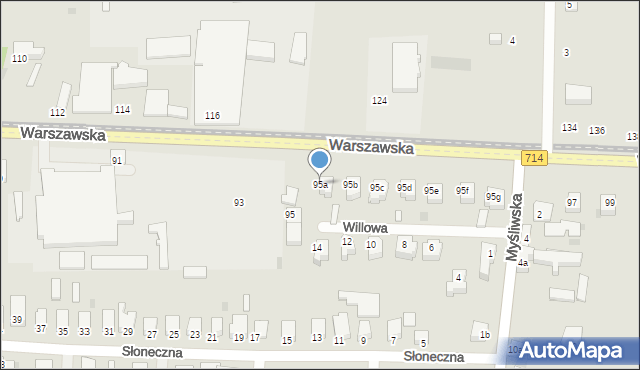 Pabianice, Warszawska, 95a, mapa Pabianic