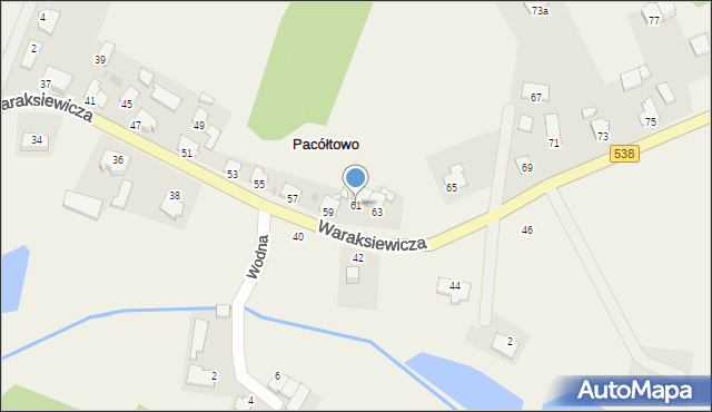 Pacółtowo, Waraksiewicza, gen., 61, mapa Pacółtowo