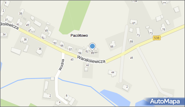 Pacółtowo, Waraksiewicza, gen., 63, mapa Pacółtowo