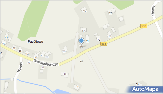 Pacółtowo, Waraksiewicza, gen., 69, mapa Pacółtowo