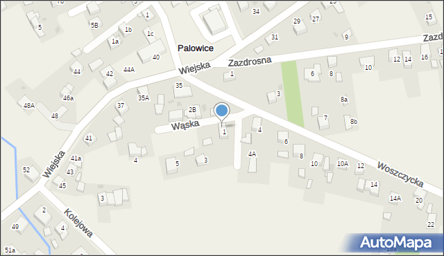 Palowice, Wąska, 1a, mapa Palowice