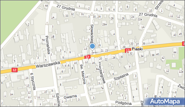 Piaski, Warszawska, 17, mapa Piaski