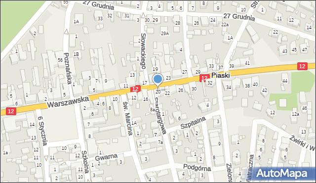 Piaski, Warszawska, 20, mapa Piaski