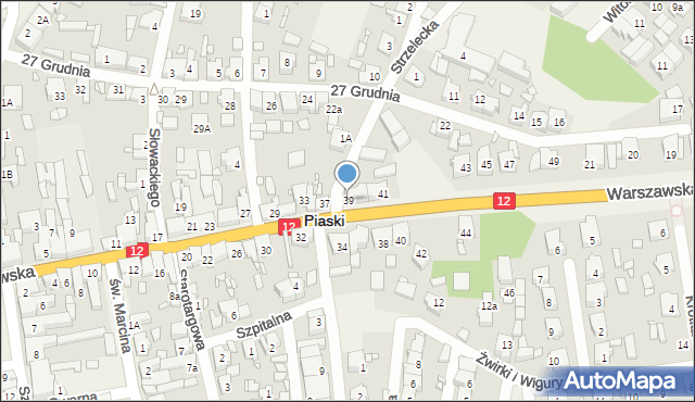Piaski, Warszawska, 39, mapa Piaski