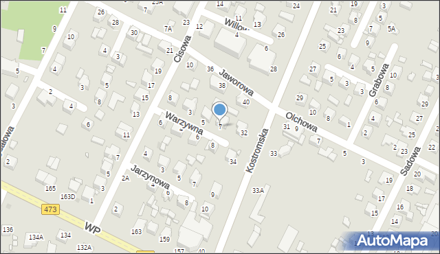 Piotrków Trybunalski, Warzywna, 7, mapa Piotrków Trybunalski