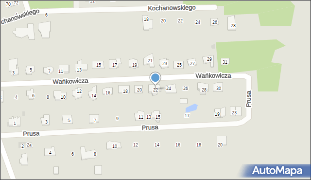 Pisz, Wańkowicza Melchiora, 22, mapa Pisz