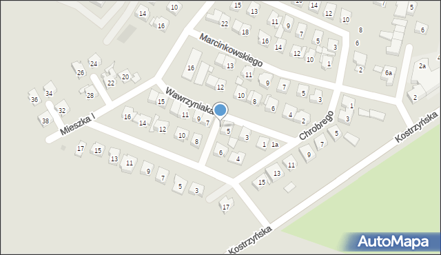 Pobiedziska, Wawrzyniaka Piotra, 5a, mapa Pobiedziska
