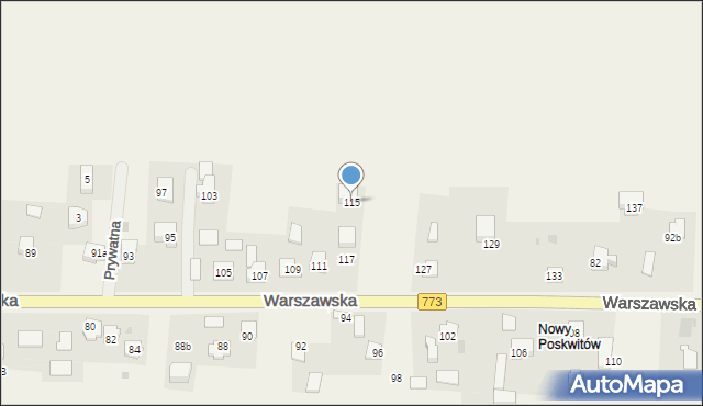 Poskwitów, Warszawska, 115, mapa Poskwitów