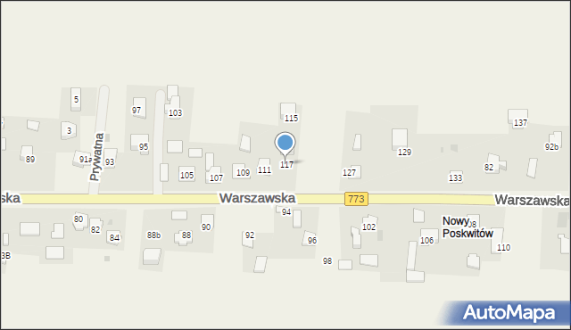Poskwitów, Warszawska, 117, mapa Poskwitów