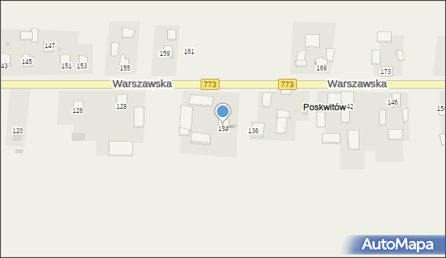 Poskwitów, Warszawska, 134, mapa Poskwitów