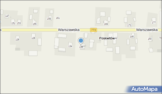 Poskwitów, Warszawska, 136, mapa Poskwitów