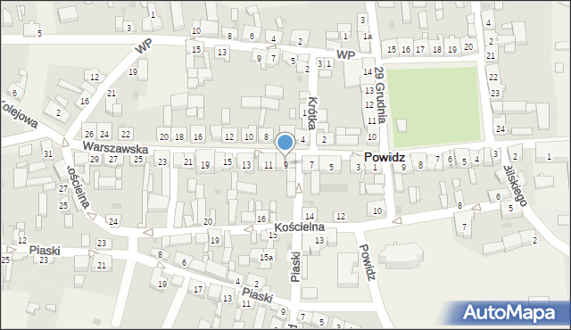 Powidz, Warszawska, 9, mapa Powidz