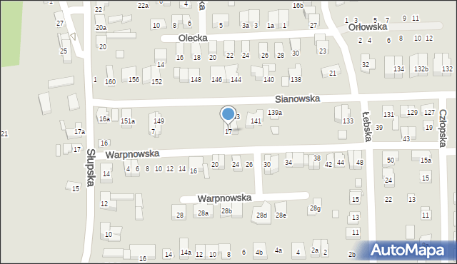 Poznań, Warpnowska, 17, mapa Poznania