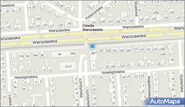 Poznań, Warszawska, 100, mapa Poznania