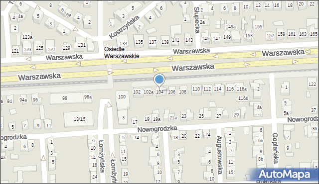 Poznań, Warszawska, 104, mapa Poznania