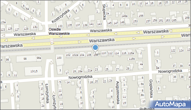 Poznań, Warszawska, 108, mapa Poznania