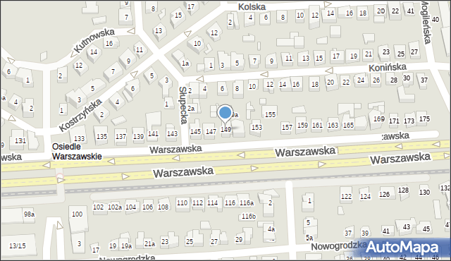 Poznań, Warszawska, 149, mapa Poznania