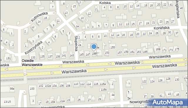 Poznań, Warszawska, 149, mapa Poznania