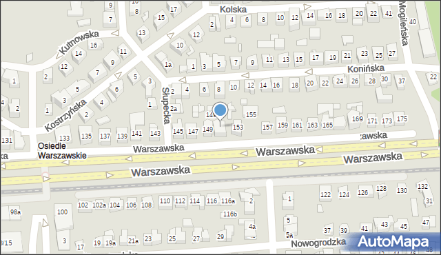 Poznań, Warszawska, 151, mapa Poznania