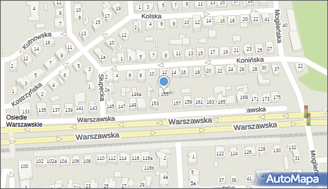 Poznań, Warszawska, 155, mapa Poznania