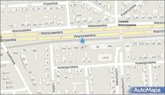 Poznań, Warszawska, 96, mapa Poznania