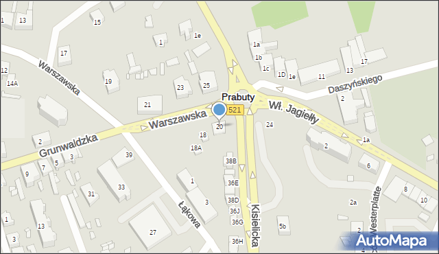 Prabuty, Warszawska, 20, mapa Prabuty