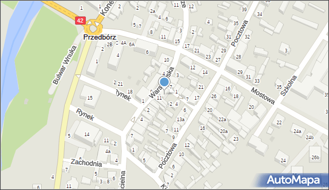 Przedbórz, Warszawska, 9, mapa Przedbórz