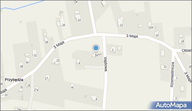 Przybędza, Wajdowa, 24, mapa Przybędza