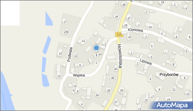 Przyborów, Wąska, 4, mapa Przyborów