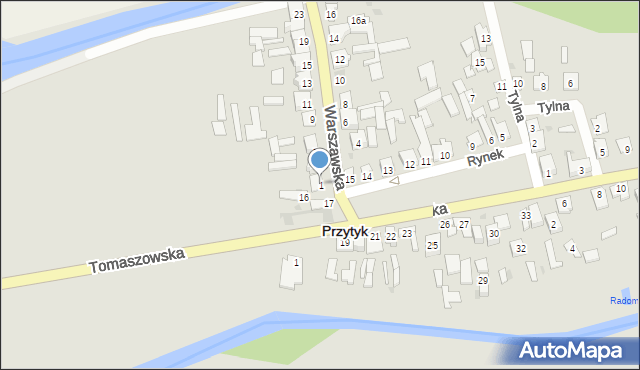 Przytyk, Warszawska, 1, mapa Przytyk