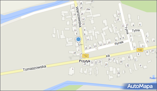 Przytyk, Warszawska, 3, mapa Przytyk