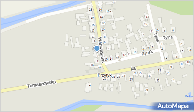 Przytyk, Warszawska, 3, mapa Przytyk