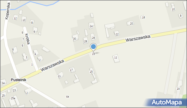 Pustelnik, Warszawska, 13, mapa Pustelnik