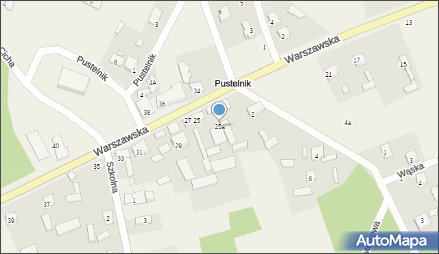 Pustelnik, Warszawska, 25a, mapa Pustelnik