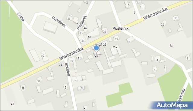 Pustelnik, Warszawska, 29, mapa Pustelnik