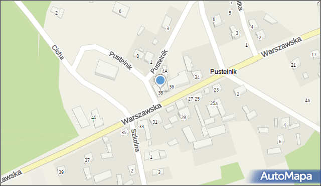 Pustelnik, Warszawska, 38, mapa Pustelnik