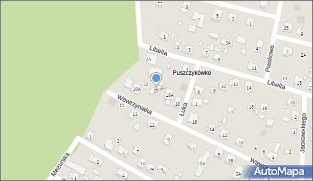 Puszczykowo, Wawrzyniaka Piotra, 20, mapa Puszczykowo