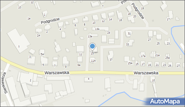 Pyrzyce, Warszawska, 13, mapa Pyrzyce