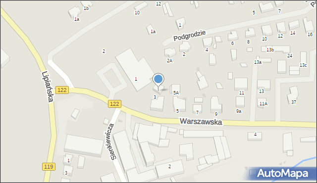 Pyrzyce, Warszawska, 3A, mapa Pyrzyce