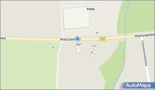 Pyrzyce, Warszawska, 52B, mapa Pyrzyce