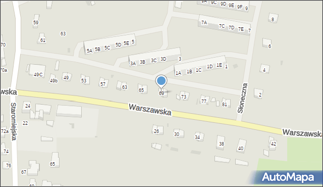 Pyrzyce, Warszawska, 69, mapa Pyrzyce