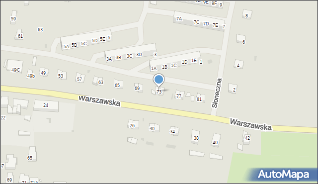 Pyrzyce, Warszawska, 73, mapa Pyrzyce