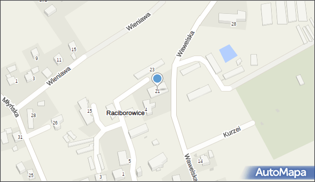 Raciborowice, Wawelska, 21, mapa Raciborowice