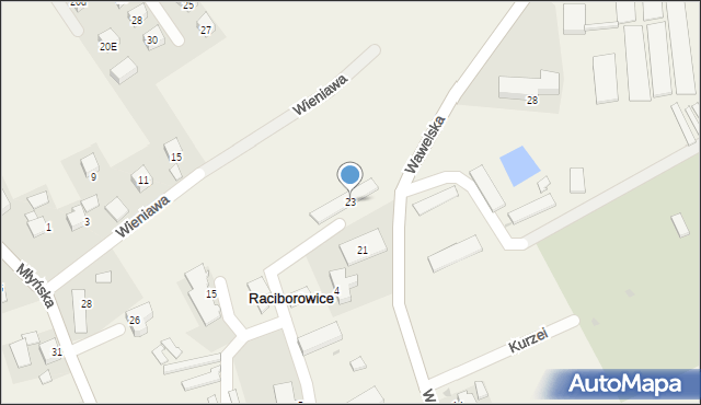 Raciborowice, Wawelska, 23, mapa Raciborowice