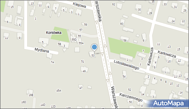 Radom, Warszawska, 53A, mapa Radomia